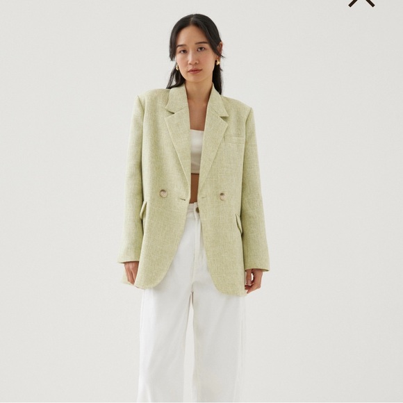 LUXURIOUS Light Green Tweed Oversized Blazer NWT - Picture 2 of 4